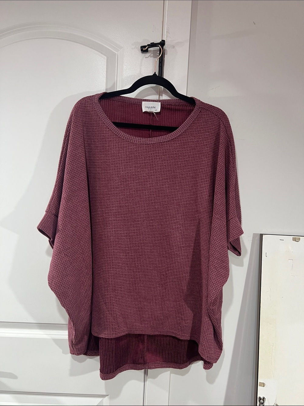 ANDREE BY UNIT Mauve Waffle-Knit Short Sleeve Tunic